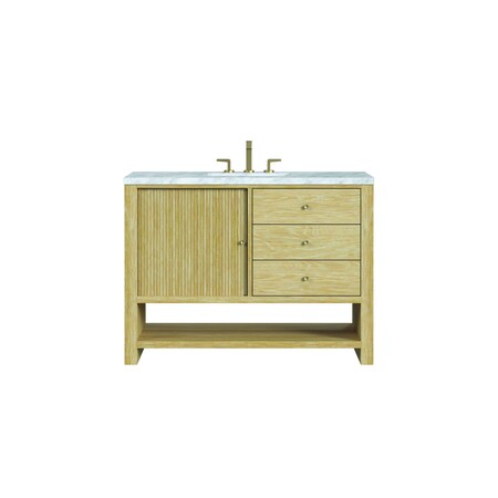 James Martin Vanities Single 48'' Single Vanity, Sunwashed Oak w/ 3 CM Carrara White Marble Top D404-V48-SWO-3CAR
